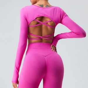 Seamless Long Sleeve Crop Gym Shirts for Women Workout Yoga Tops