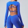 Seamless Long Sleeve Crop Gym Shirts for Women Workout Yoga Tops - Image 3