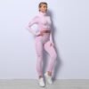Women's 2 Piece Tracksuit Workout Set - High Waist Leggings and Crop Top - Image 6