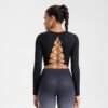 Women's Sexy Crop Top Long Sleeve Slim Fit Cropped T Shirts - Image 3