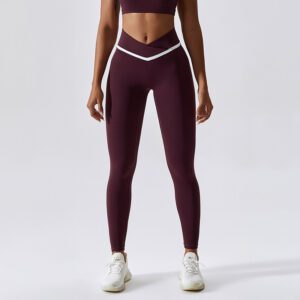 High Waist Tummy Control Yoga Pants Cross Waist Band Running Tights