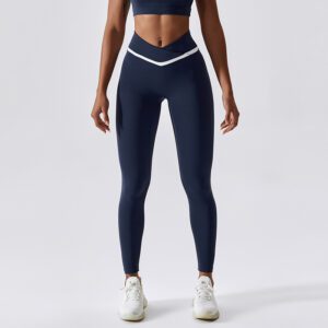 High Waist Tummy Control Yoga Pants Cross Waist Band Running Tights