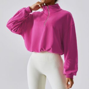 Women's Long Sleeve Jacket Crop Sweatshirt