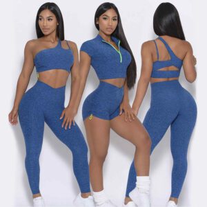 Workout Sets for Women 2 Piece Seamless Short Sleeve Crop Tops Outfits High Waist Leggings