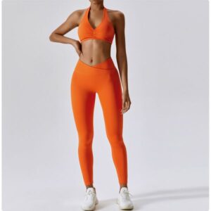 Workout Sets for Women 2 Piece High Waisted Leggings with Padded Stretchy Sports Bra Sets