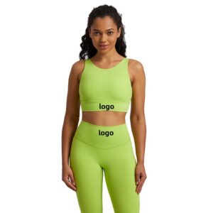 Women Ribbed Workout Sets Seamless Strappy Sport Bra Butt Lifting Leggings Outfits