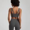 Women Ribbed Workout Sets Seamless Strappy Sport Bra Butt Lifting Leggings Outfits - Image 4