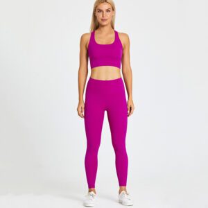 2 Piece Women's Workout Sets Ribbed Seamless Gym Yoga Outfits Biker Active Tracksuit