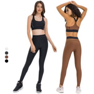 Women's Workout Sets 2 Piece Cross Waist High Waist Leggings Strappy Sport Bra Exercise Gym Yoga Outfits