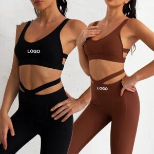 Workout Sets for Women 2 Piece Twist Front Halter Sports Bras High Waist Booty Shorts Exercise Gym Yoga Outfit