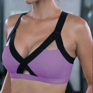 Sports Bra for Women V-Neck Strappy Criss-Cross Back Yoga Bra Padded Fitness Crop Top