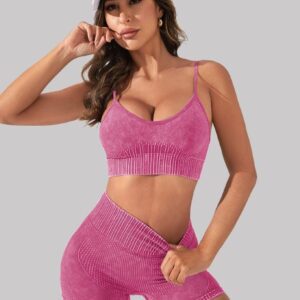 2024 new style sand wash scrunch butt gym wear sport bra and leggings sets