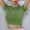 Slim Fit T-shirts Custom Summer T Shirts Crew Neck 100% Cotton Streetwear Crop Tops Tshirts For Women - Image 4
