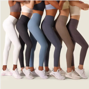 Custom Logo Fitness Nylon 4 Way Stretch Scrunch Butt Lifting Outfit Gym Yoga Leggings With Pocket