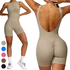 Sports Romper Jumpsuits Backless Gym Fitness Bodysuit Yoga Jumpsuit For Women