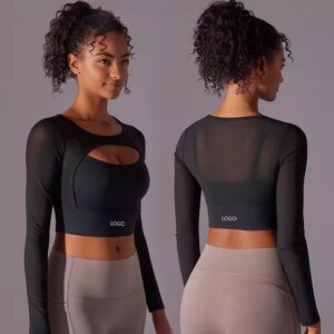 Hot Selling Factory High Quality Long Sleeve Breathable Soft Fitness Gym Wear Yoga Top For Women